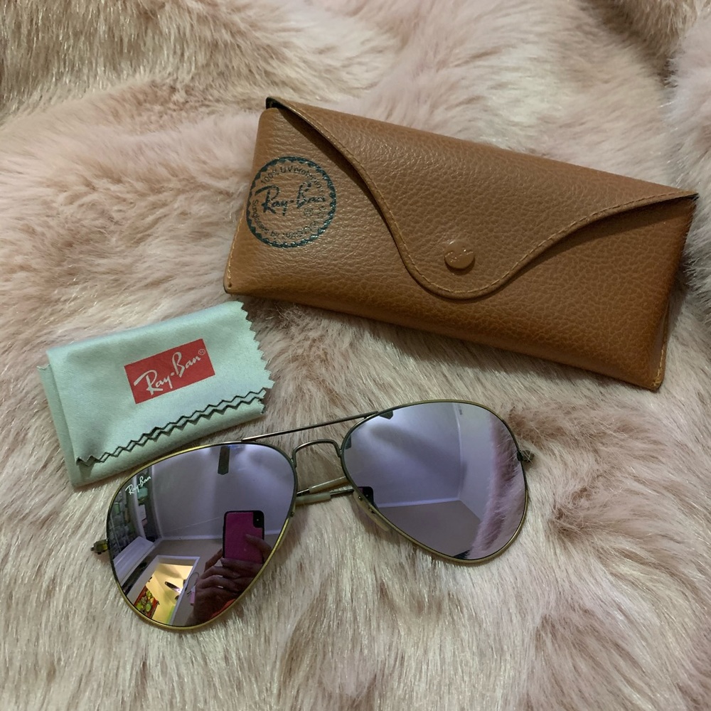 Ray ban lilac mirror aviator sunglasses